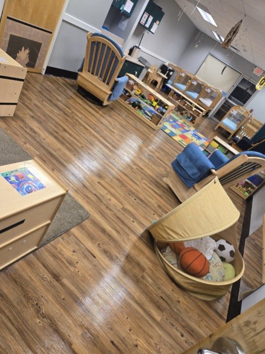 Daycare playroom floor cleaned and finished by AICS