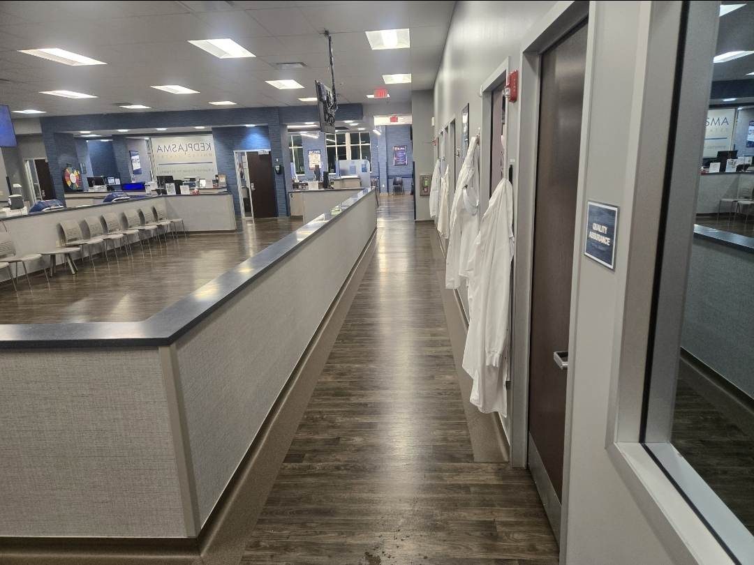 Plasma clinic lobby in Champaign County cleaned by All Improvement Cleaning Services